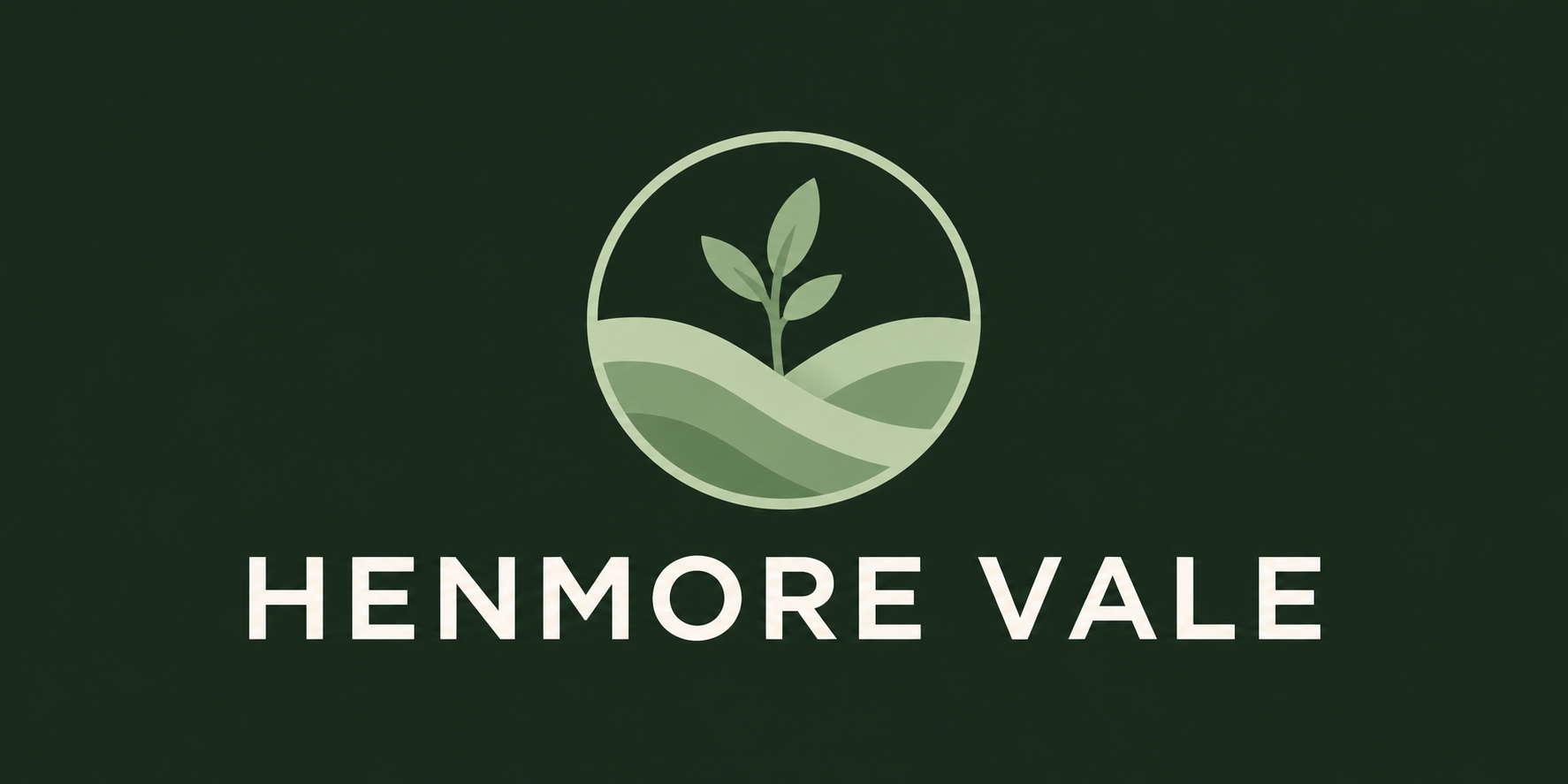 Henmore Vale — hills and sprout logo